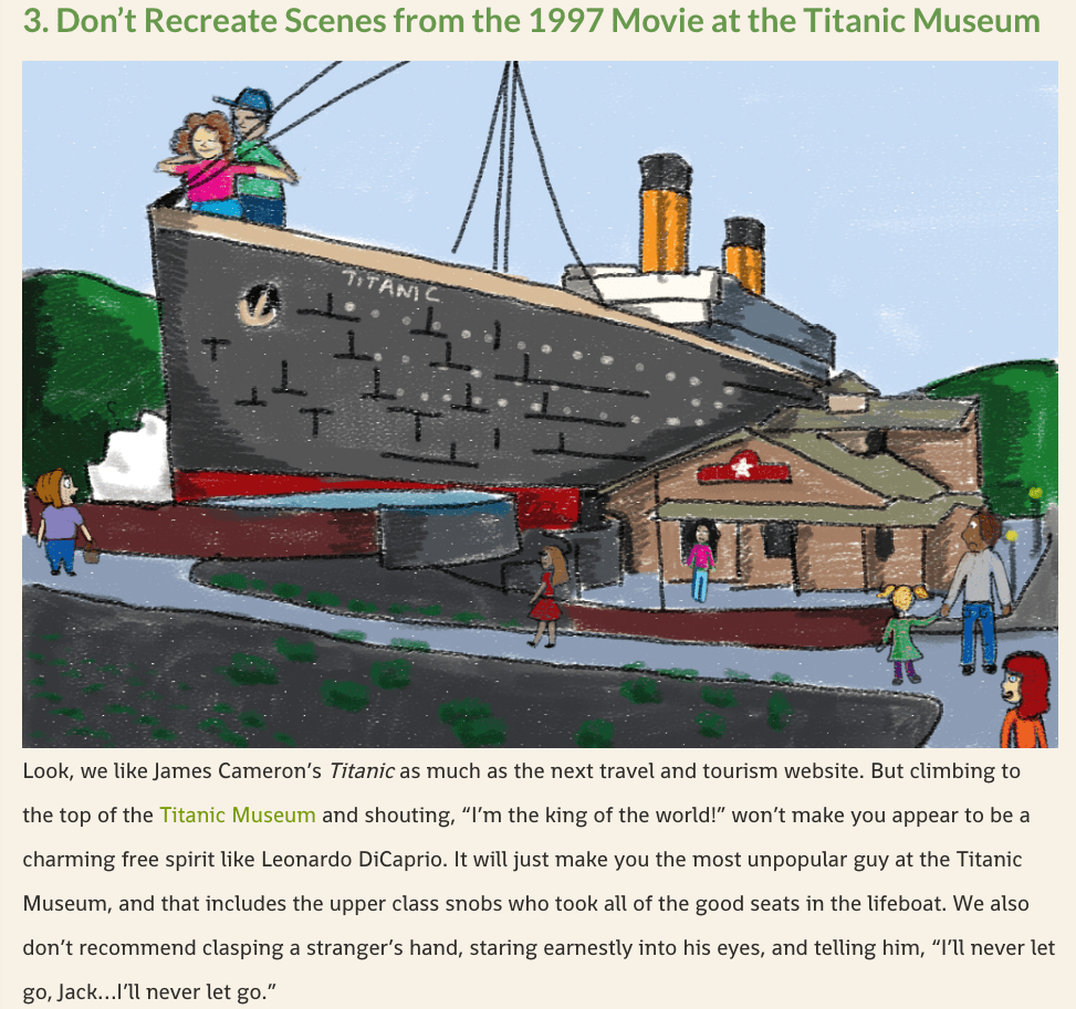 Don't Recreate Scenes from the 1997 Movie at the Titanic Museum.
